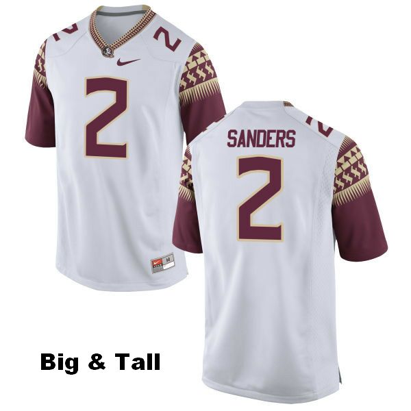Men's NCAA Nike Florida State Seminoles #2 Deion Sanders College Big & Tall White Stitched Authentic Football Jersey IZB8269LY